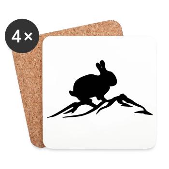 Bunny on mountain - Coasters (set of 4) - white - Front