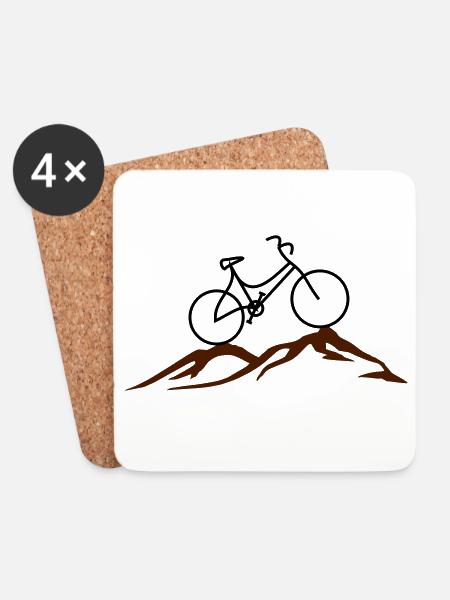 On mountain bike - Coasters (set of 4) - white
