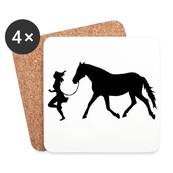 Women with horse - Dessous de verre (lot de 4) - blanc - Devant