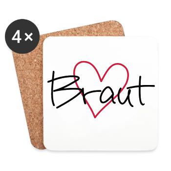 Braut Herz Junggesellinnenabschied - Untersetzer (4er-Set) - Weiß - Vorne