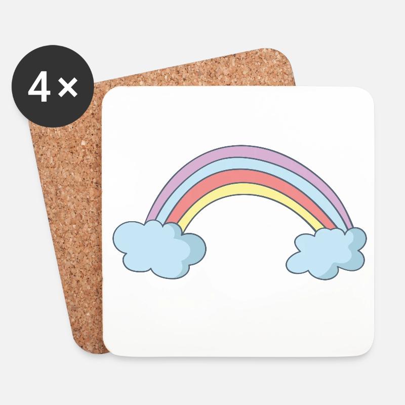 Regenbogen - Untersetzer (4er-Set) - Weiß