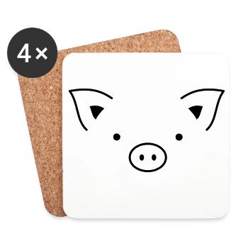 Pig sow piglets - Coasters (set of 4) - white - Front