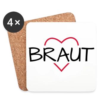 Braut Herz JunggesellinnenabschiedHochzeit - Untersetzer (4er-Set) - Weiß - Vorne