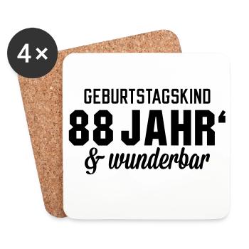 Geburtstagskind 88 wunderbar - Untersetzer (4er-Set) - Weiß - Vorne