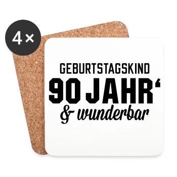 Geburtstagskind 90 wunderbar - Untersetzer (4er-Set) - Weiß - Vorne