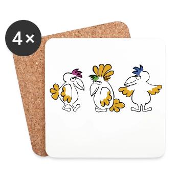 Schräge Vögel - Untersetzer (4er-Set) - Weiß - Vorne