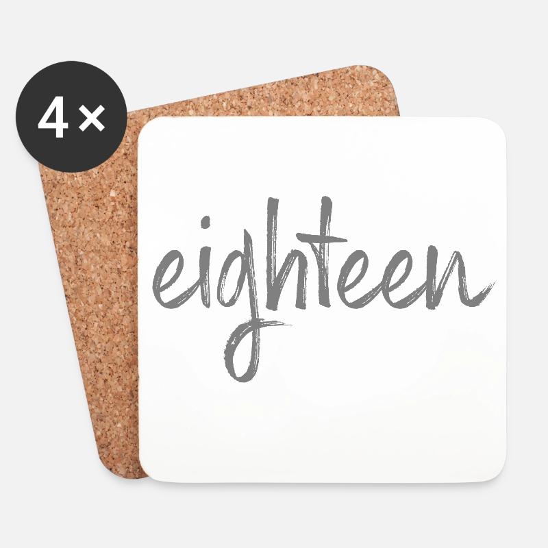 18 eighteen 18. Geburtstag Geschenk Volljährigkeit - Untersetzer (4er-Set) - Weiß