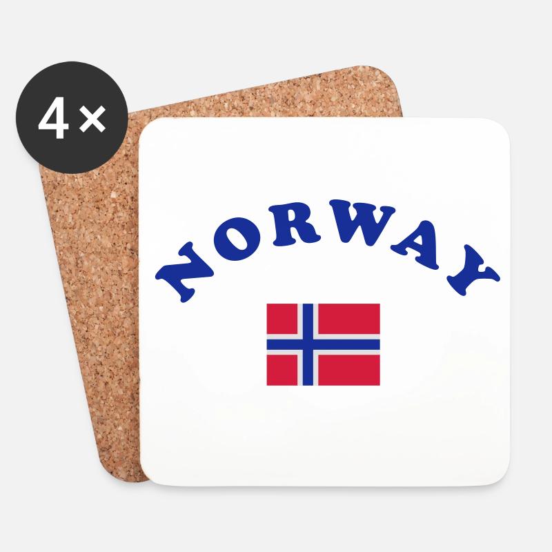 Norwegische Flagge - Untersetzer (4er-Set) - Weiß