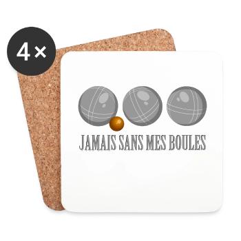 Boules de pétanque humoristiques - Dessous de verre (lot de 4) - blanc - Devant