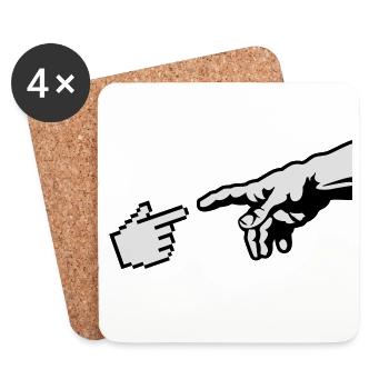 Hand of god (Michelangelo) The Creation of Adam - Coasters (set of 4) - white - Front