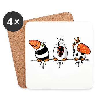 Drôles d'oiseaux - oiseau - Dessous de verre (lot de 4) - blanc - Devant