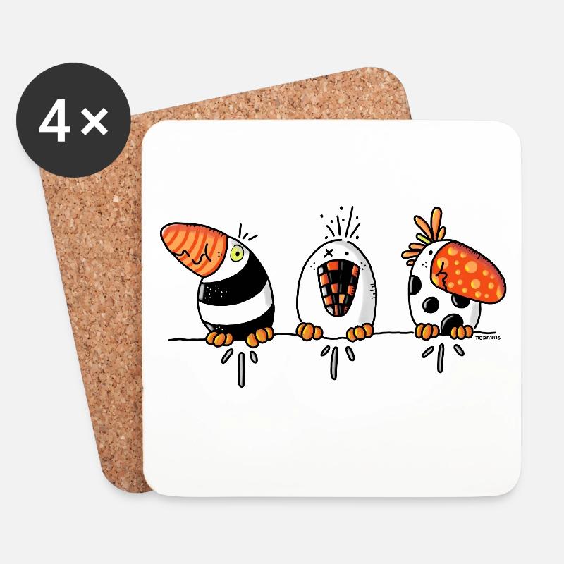 Komische Vögel - Vogel- Vögelchen - Untersetzer (4er-Set) - Weiß