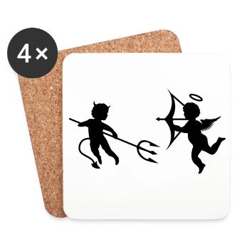 A little devil and a little angel - Coasters (set of 4) - white - Front