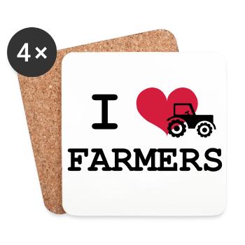 I Love Farmers - Dessous de verre (lot de 4) - blanc - Devant