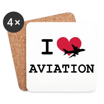 I Love Aviation [Pilot] - Untersetzer (4er-Set) - Weiß - Vorne