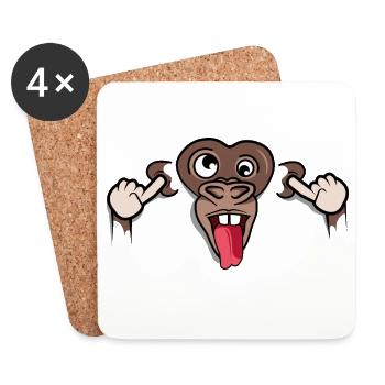 Funny Monkey Ears Listening Symbol Illustration - Coasters (set of 4) - white - Front