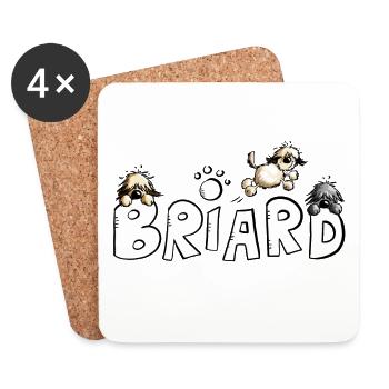 Briard Comic Font - Dog - Dogs - Coasters (set of 4) - white - Front