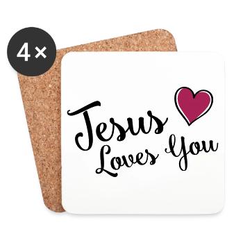 jesus loves you heart - Coasters (set of 4) - white - Front