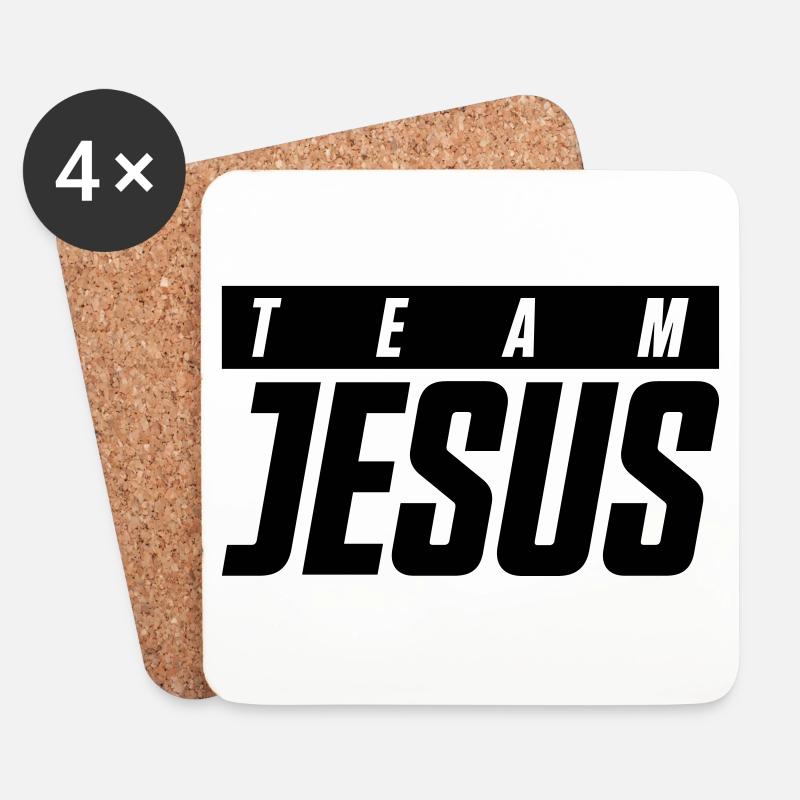 jesus team - Untersetzer (4er-Set) - Weiß