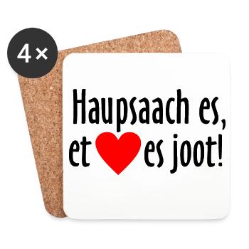 Haupsaach es et Hätz es joot - Kölsche Sprüche - Untersetzer (4er-Set) - Weiß - Vorne