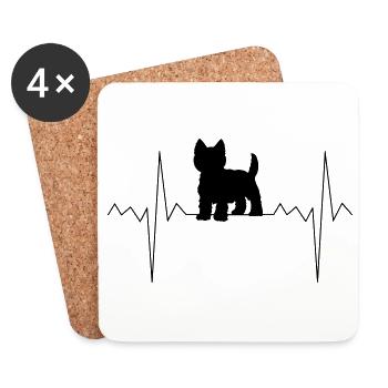 Heart Rate Heartbeat Westie Terrier Gift - Coasters (set of 4) - white - Front