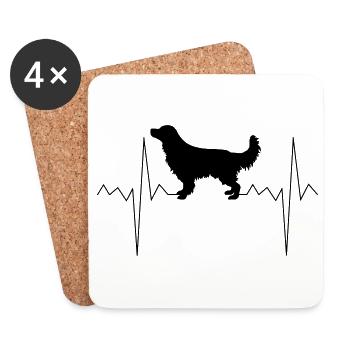Herzfrequenz Herzschlag Golden Retriever Geschenk - Untersetzer (4er-Set) - Weiß - Vorne