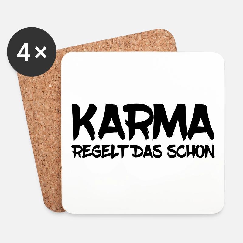 Karma regelt das schon - Untersetzer (4er-Set) - Weiß