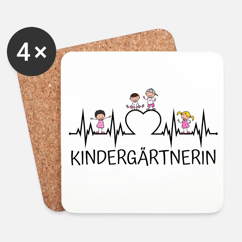 Kindergärtnerin Herzschlag - Untersetzer (4er-Set) - Weiß