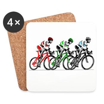 Drei Radfahrer unterwegs - Untersetzer (4er-Set) - Weiß - Vorne