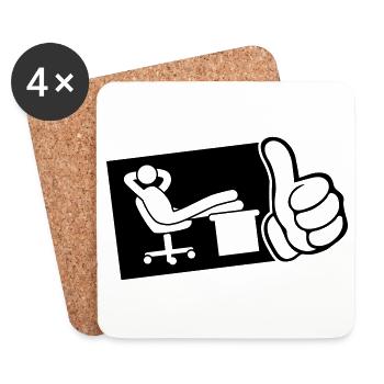 arbeiten büro chillen daumen - Untersetzer (4er-Set) - Weiß - Vorne