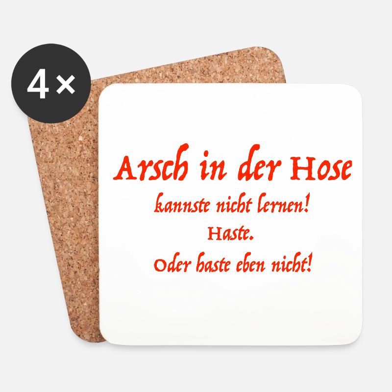 Arsch in der Hose - Untersetzer (4er-Set) - Weiß