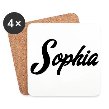 Name Sophia Abstract Geometric Line Art - Coasters (set of 4) - white - Front