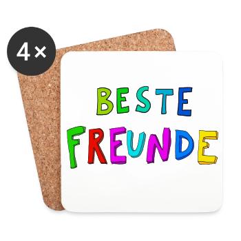 Beste Freunde Farbexplosion - Untersetzer (4er-Set) - Weiß - Vorne