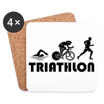 Triathlon Laufen Schwimmen Fahrrad Symbol icon - Untersetzer (4er-Set) - Weiß - Vorne