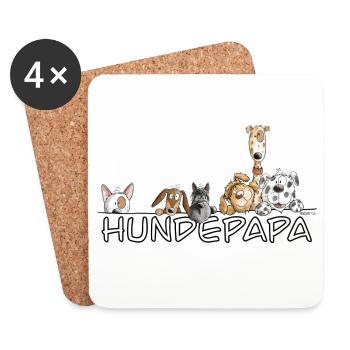 Happy Hundepapa I Hunde Papa Herrchen Fun - Untersetzer (4er-Set) - Weiß - Vorne
