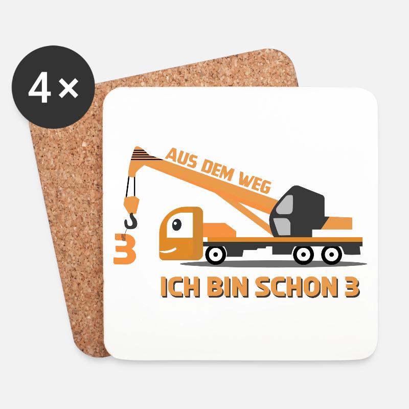 Aus dem Weg - Ich bin schon 3 Kran - Untersetzer (4er-Set) - Weiß
