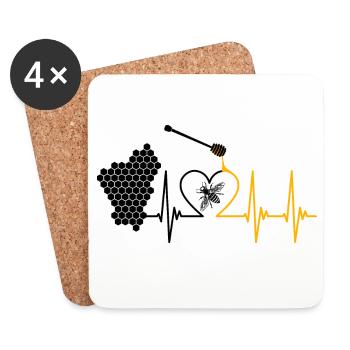 Bee, honey, pulse, honey bee, beekeeper, honeycomb - Coasters (set of 4) - white - Front