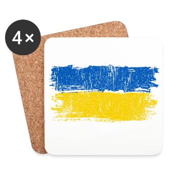Ukraine Flag Brushstroke - Coasters (set of 4) - white - Front