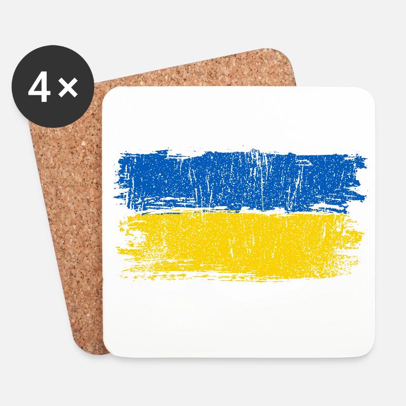 Pinselstrich der Ukraine-Flagge - Untersetzer (4er-Set) - Weiß