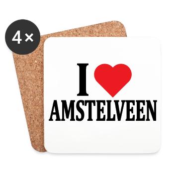 J’adore Amstelveen t-shirt Nederland idée cadeau - Dessous de verre (lot de 4) - blanc - Devant