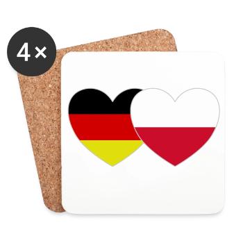 Deutschland Polen Flagge Herz - Untersetzer (4er-Set) - Weiß - Vorne
