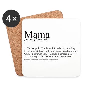 Mama lustige Definition Geschenk Muttertag - Untersetzer (4er-Set) - Weiß - Vorne