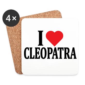 T-shirt J’adore Cléopâtre t-shirt idée cadeau - Dessous de verre (lot de 4) - blanc - Devant