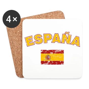 Drapeau de l’Espagne, effet usé et texte - Dessous de verre (lot de 4) - blanc - Devant