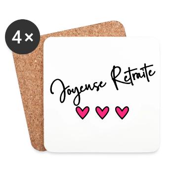 RETRAITE. BONNE RETRAITE. JOYEUSE RETRAITE. - Dessous de verre (lot de 4) - blanc - Devant