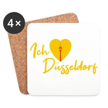 Ich liebe Düsseldorf - Schriftzug - Untersetzer (4er-Set) - Weiß - Vorne