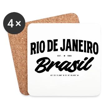 Rio de Janeiro Brazil Script Banner - Untersetzer (4er-Set) - Weiß - Vorne
