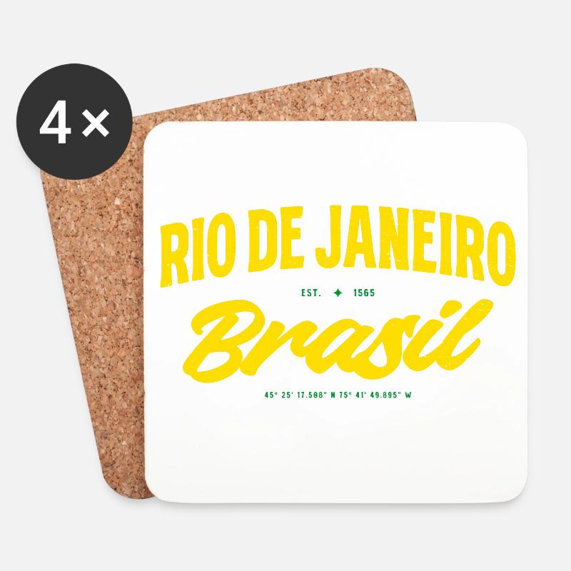 Rio de Janeiro Brasil Gelb Schriftzug - Untersetzer (4er-Set) - Weiß