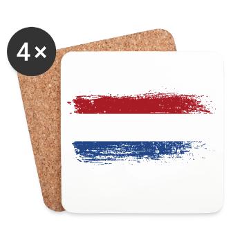 Coup de pinceau Dutch Tricolor - Dessous de verre (lot de 4) - blanc - Devant