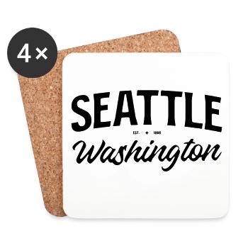 Seattle Washington Vintage Lettering - Coasters (set of 4) - white - Front